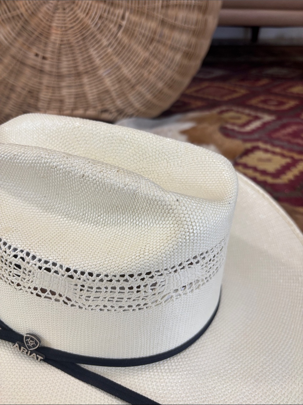 Ariat straw cowboy hat 7 3/8 - Picture 5 of 8